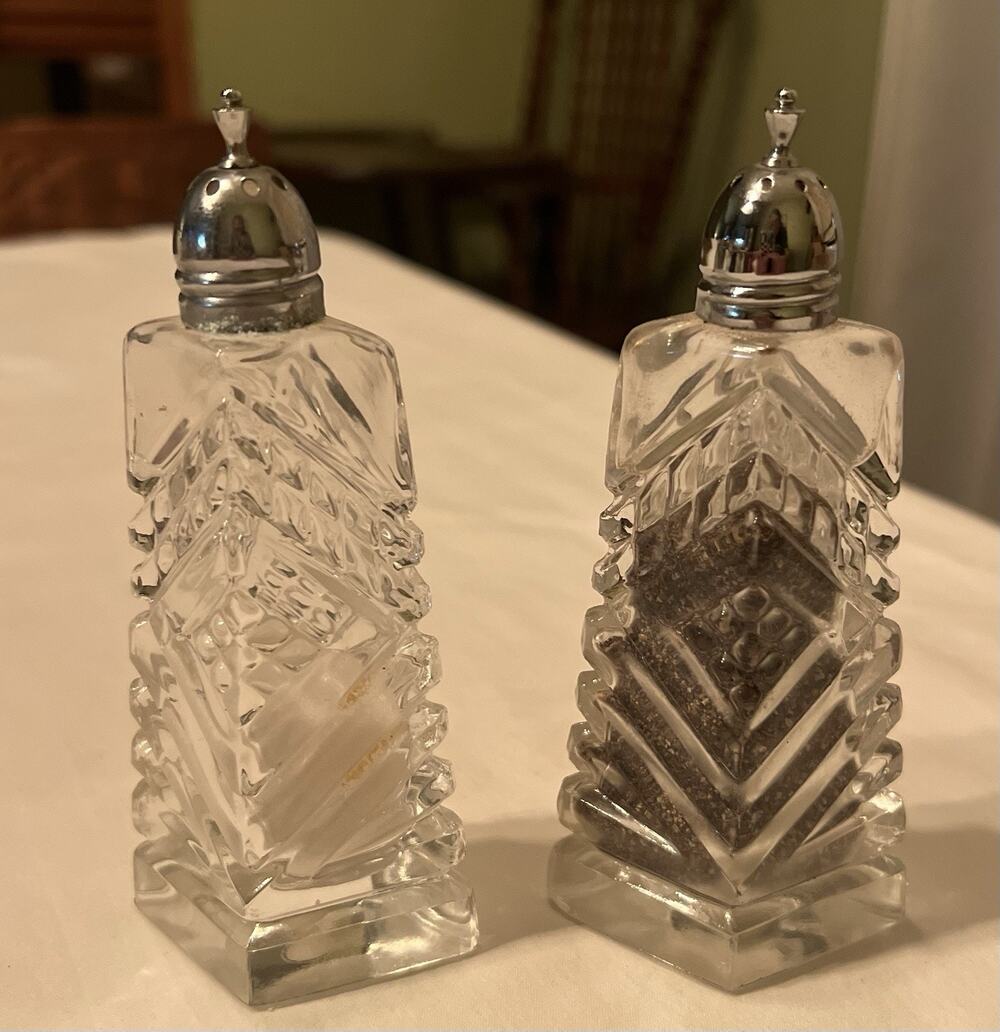 Vintage Clear Cut Crystal Salt & Pepper Shakers Made in Japan